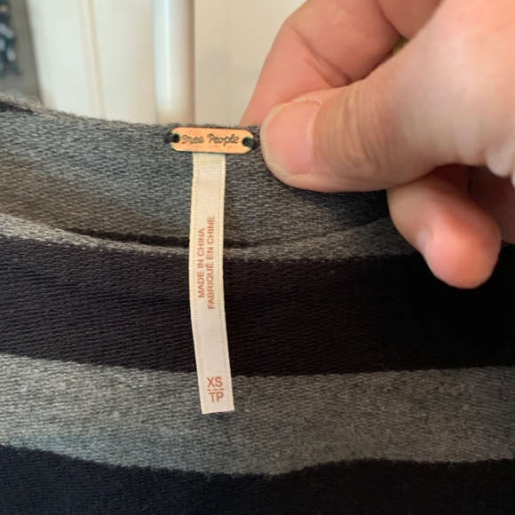 Free People Black and Gray Striped Mini Dress - Picture 2 of 6